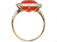 Early 20th Century 18ct Gold & Platinum, French Import Large Fire Opal & Diamond Cluster Ring