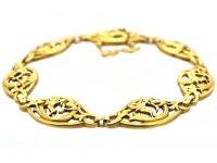 French Art Nouveau 18ct Gold Bracelet with Dragon Motifs