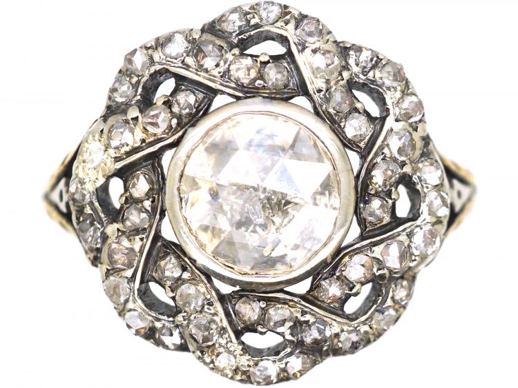 Art Deco-Style 0.88 Carat Emerald and Diamond Ring