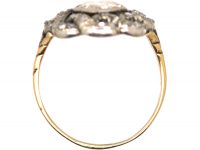 Georgian Rose Diamond Cluster Ring with Diamond set Ribbon Border