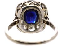 Early 20th Century French Import Platinum & 18ct White Gold, Sapphire & Diamond Cluster Ring