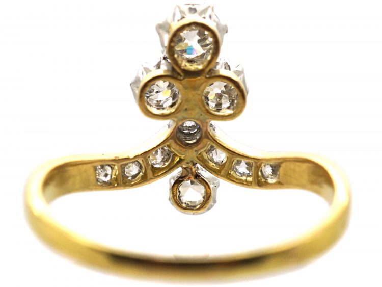 French Belle Epoque 18ct Gold & Platinum, Tiara Ring set with Old Mine Cut Diamonds