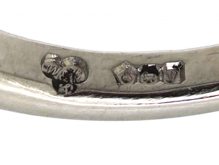 Art Deco Platinum Emerald Cut Diamond Ring with Baguette Cut Diamond Shoulders