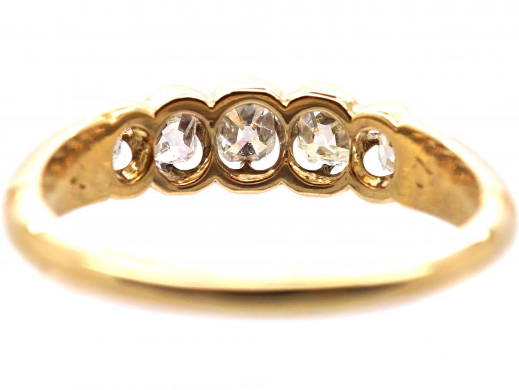 Edwardian 18ct Gold, Old Mine Cut Diamond Five Stone Ring