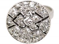 Art Deco Platinum & Diamond Cluster Ring with Arrow Motif