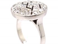 Art Deco Platinum & Diamond Cluster Ring with Arrow Motif