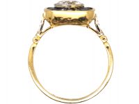 French Early 20th Century 18ct Gold & Platinum, Diamond & Sapphire Sunburst Ring