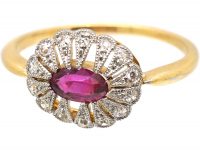 Edwardian 18ct Gold & Platinum, Pink Sapphire & Diamond Ring