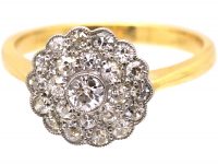 Edwardian 18ct Gold & Platinum, Diamond Flower Cluster Ring