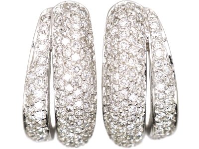 18ct White Gold Hoop Earrings set with Diamonds