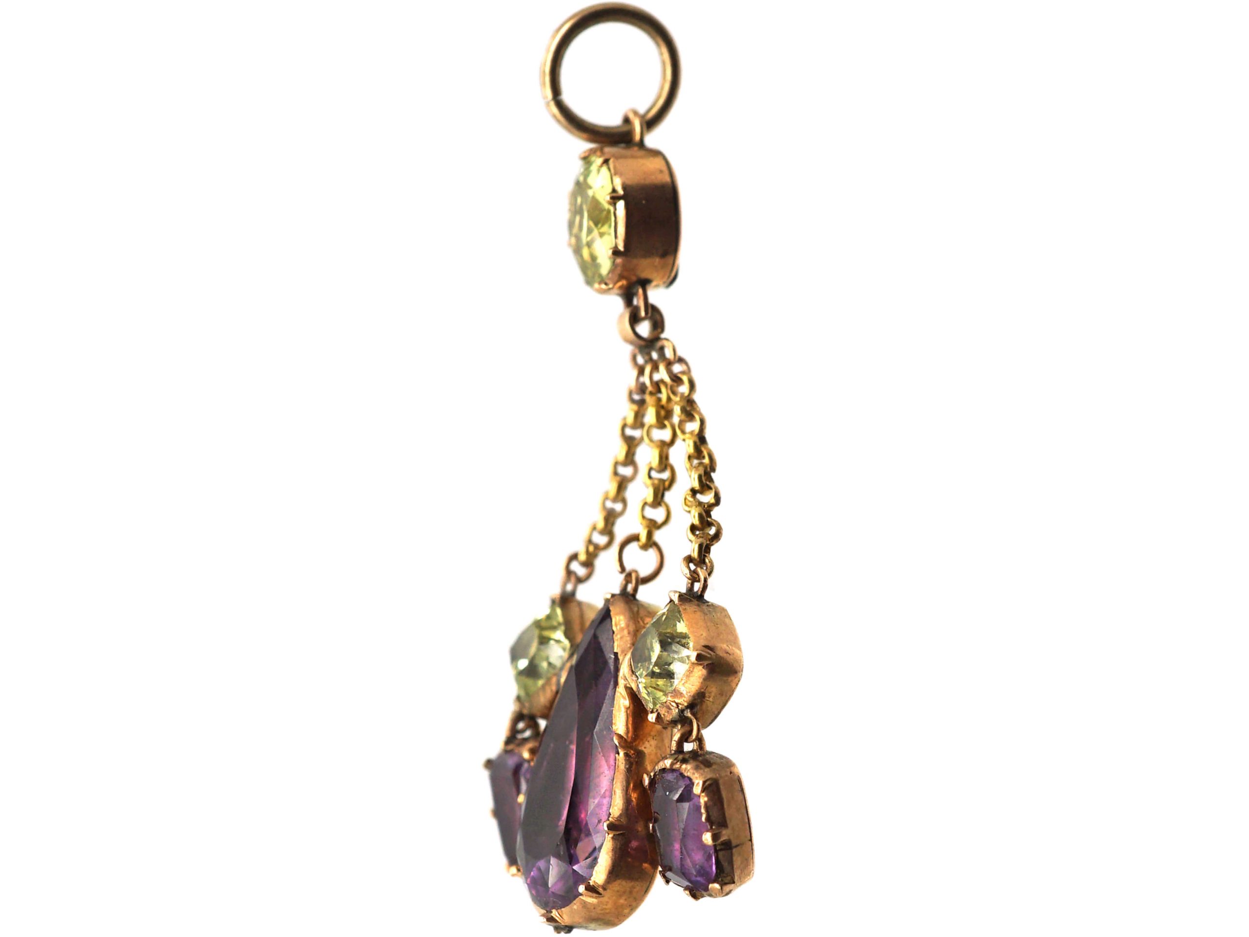 Georgian 15ct Gold, Amethyst & Chrysolite Pendant (885W) | The Antique ...