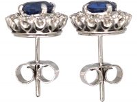 Early 20th Century 18ct White Gold, Sapphire & Diamond Cluster Earrings