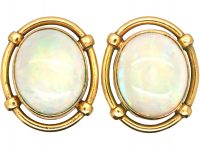Retro 14ct Gold Earrings set with large Opals