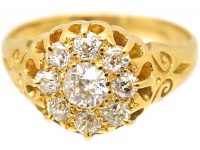 Edwardian 18ct Yellow Gold & Diamond Cluster Ring
