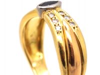 18ct Gold Ring set with a Sapphire & Diamonds by Cartier