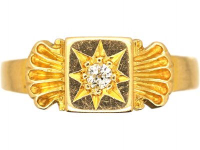 Victorian 18ct Gold Gypsy Ring set with a Diamond within a Star Setting