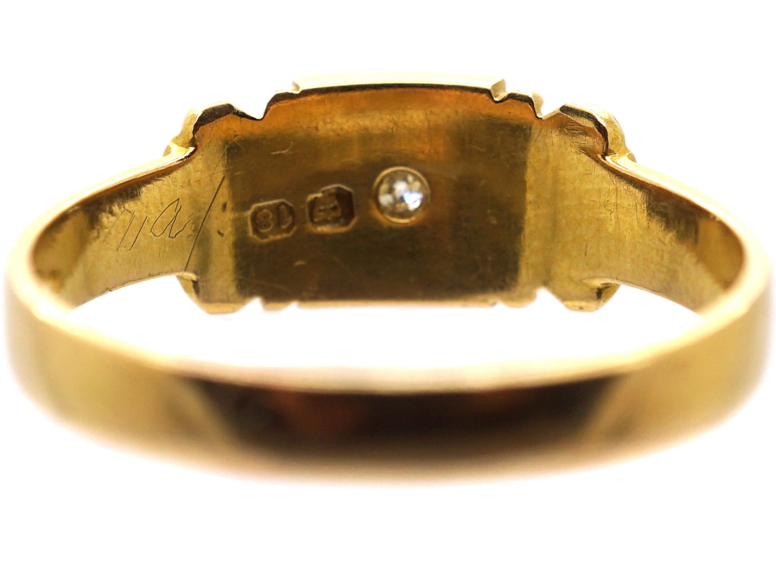 Victorian 18ct Gold Gypsy Ring set with a Diamond within a Star Setting ...