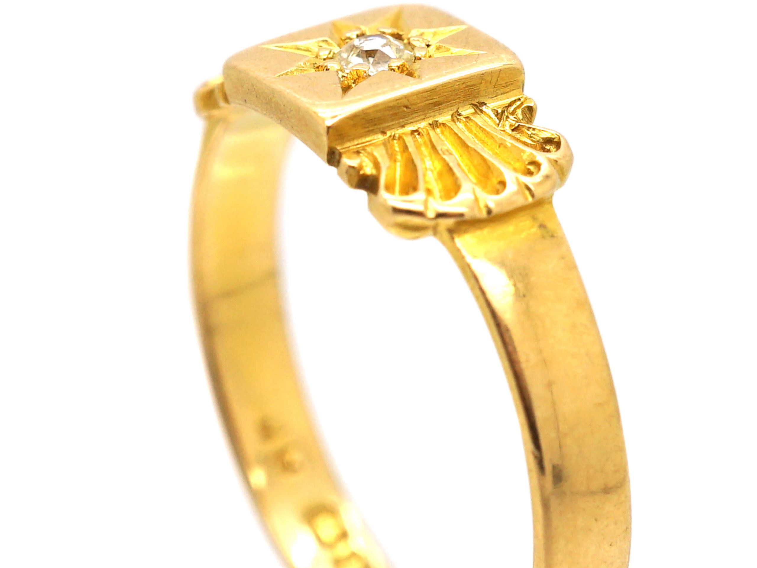 Victorian 18ct Gold Gypsy Ring set with a Diamond within a Star Setting ...