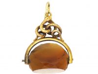 Victorian 15ct Gold & Madeira Citrine Triple Swivel Seal with Snake's Motif