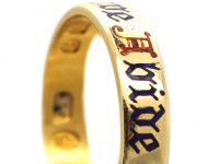 Victorian 18ct Gold Enamelled In love abide till death deride Wedding Ring