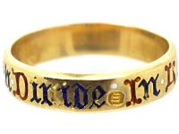 Victorian 18ct Gold Enamelled In love abide till death deride Wedding Ring