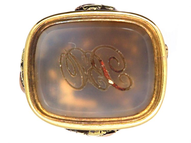 Georgian Three Colour Gold Seal with Roses & Forget me Not Motifs