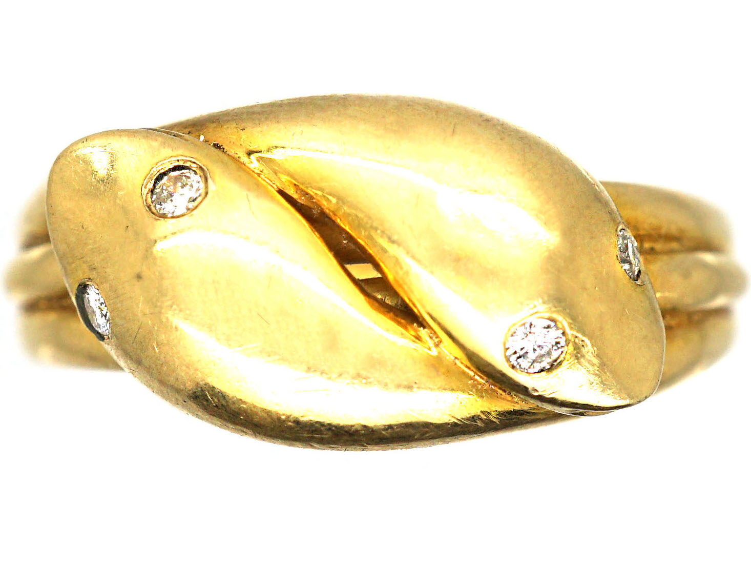 Edwardian 18ct Gold Double Snake Ring with Diamond Eyes | AJC - AUS