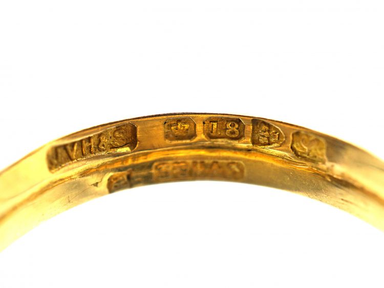 Edwardian 18ct Gold Double Snake Ring with Diamond Eyes