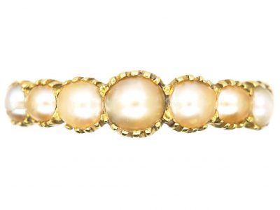 Georgian 18ct Gold Ring set with Natural Split Pearls