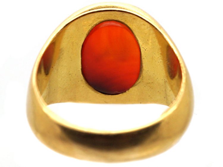 Victorian 18ct Gold Signet Ring with Roman Carnelian Intaglio of a Centurion