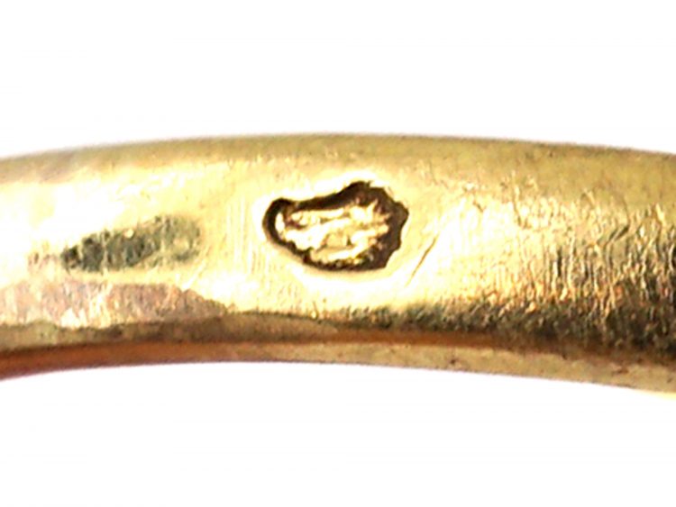 French 18ct Gold Art Nouveau Ring set with a Diamond & Pearls