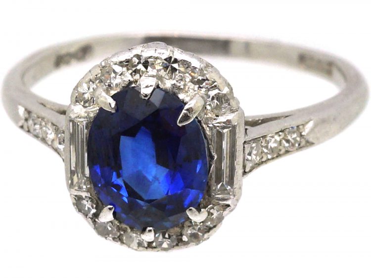 Early 20th Century Platinum, Sapphire & Diamond Ring by Alabaster & Wilson