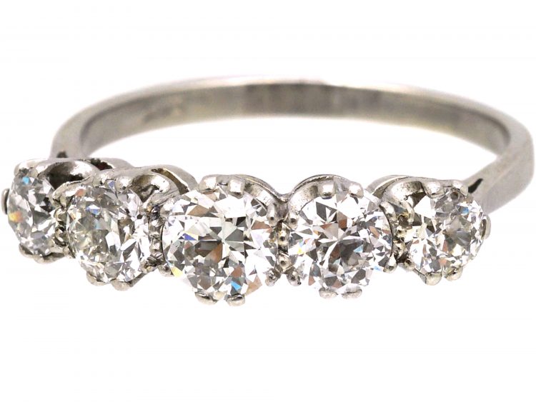 Early 20th Century Platinum, Five Stone Diamond Ring