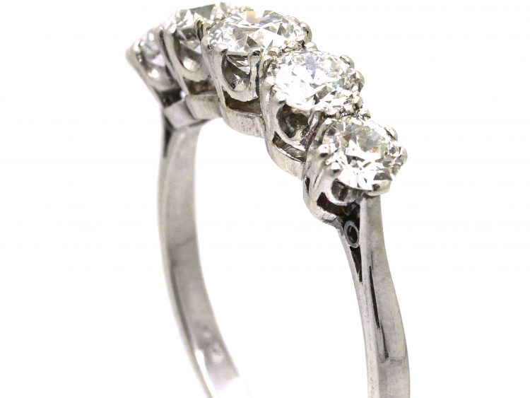 Early 20th Century Platinum, Five Stone Diamond Ring