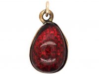 Edwardian Egg Shaped Pendant with Spider Motif & Red Glass