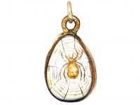 Edwardian Egg Shaped Pendant with Spider Motif & Red Glass