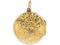 Edwardian 9ct Round locket with Engraved Floral Detail