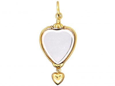 Georgian 18ct Gold Heart Shaped Pendant with Small Heart Drop