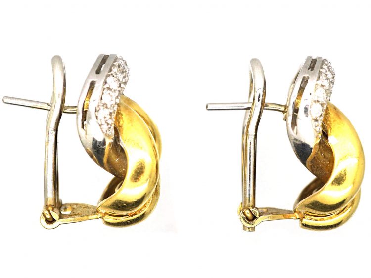 French 18ct Gold & Diamond Knot Earrings by Fred