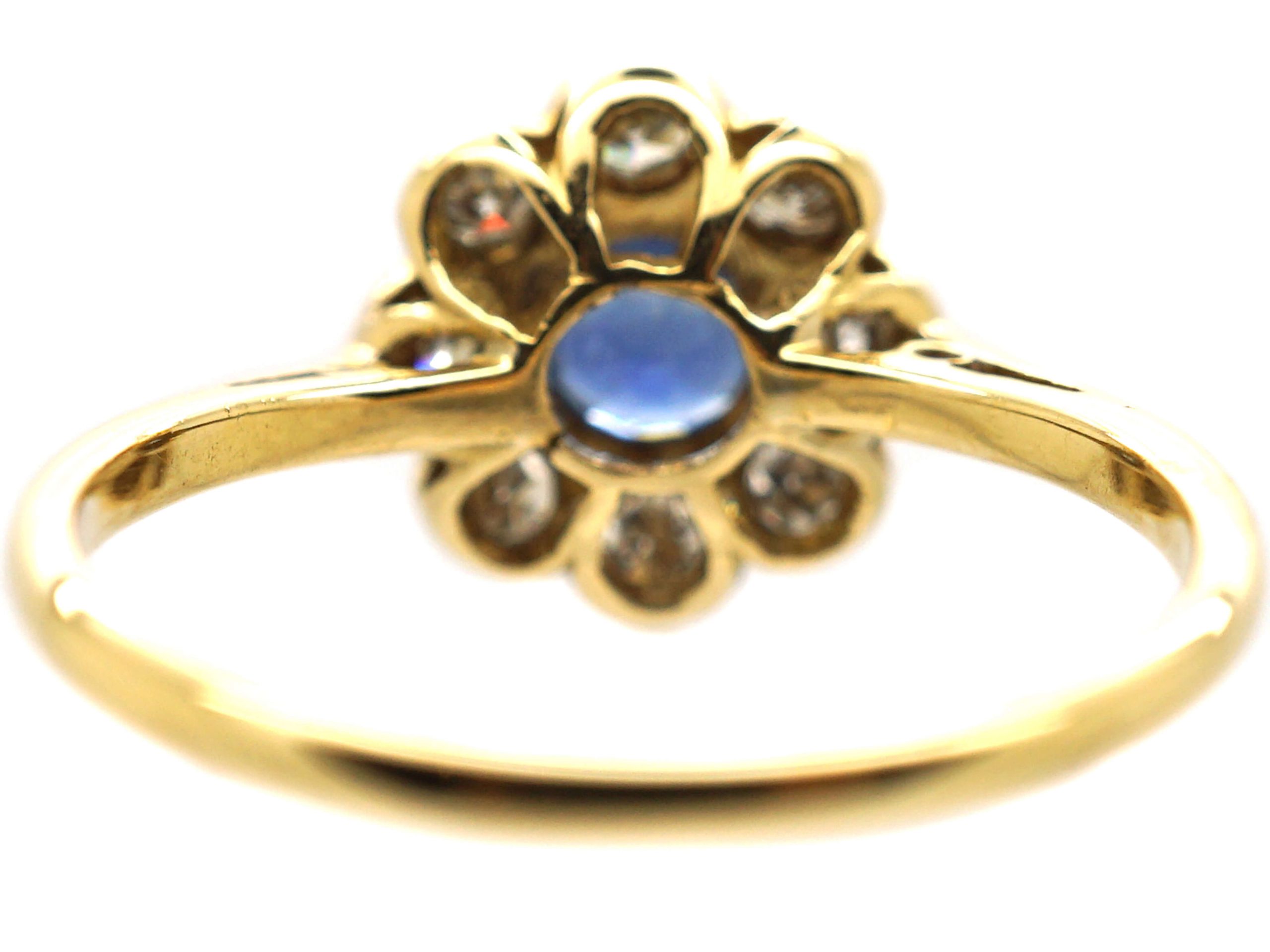 Edwardian 18ct Gold & Platinum, Sapphire & Diamond Cluster Ring (639W ...