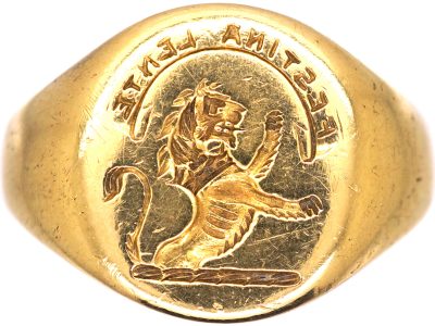 Early 20th Century 18ct Gold Signet Ring with Intaglio of a Lion