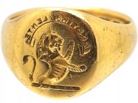 Early 20th Century 18ct Gold Signet Ring with Intaglio of a Lion