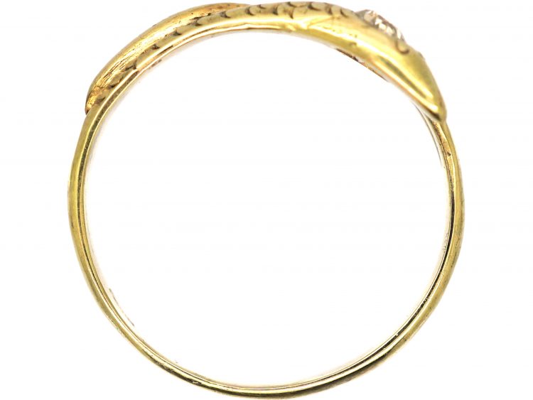 Early 20th Century 14ct Gold Snake Ring set with a Diamond