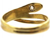 Early 20th Century 14ct Gold Snake Ring set with a Diamond