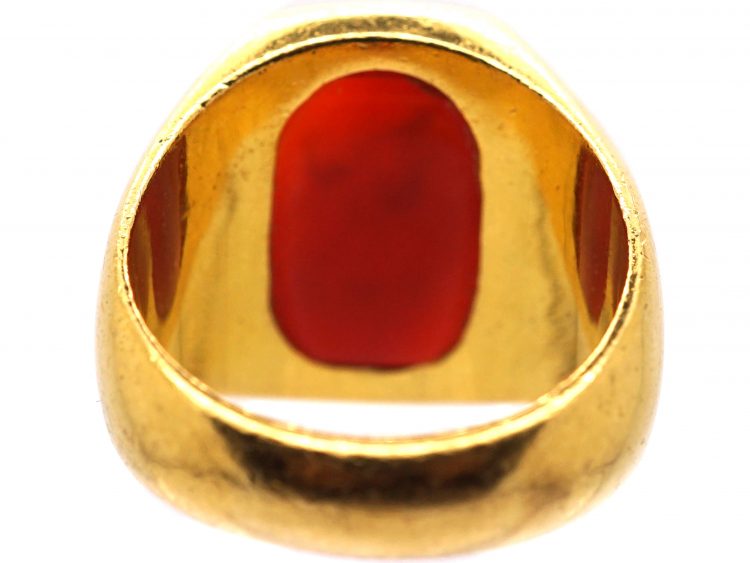 Early 20th Century 18ct Gold Signet Ring with Carnelian Roman Intaglio of a Female