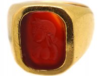Early 20th Century 18ct Gold Signet Ring with Carnelian Roman Intaglio of a Female