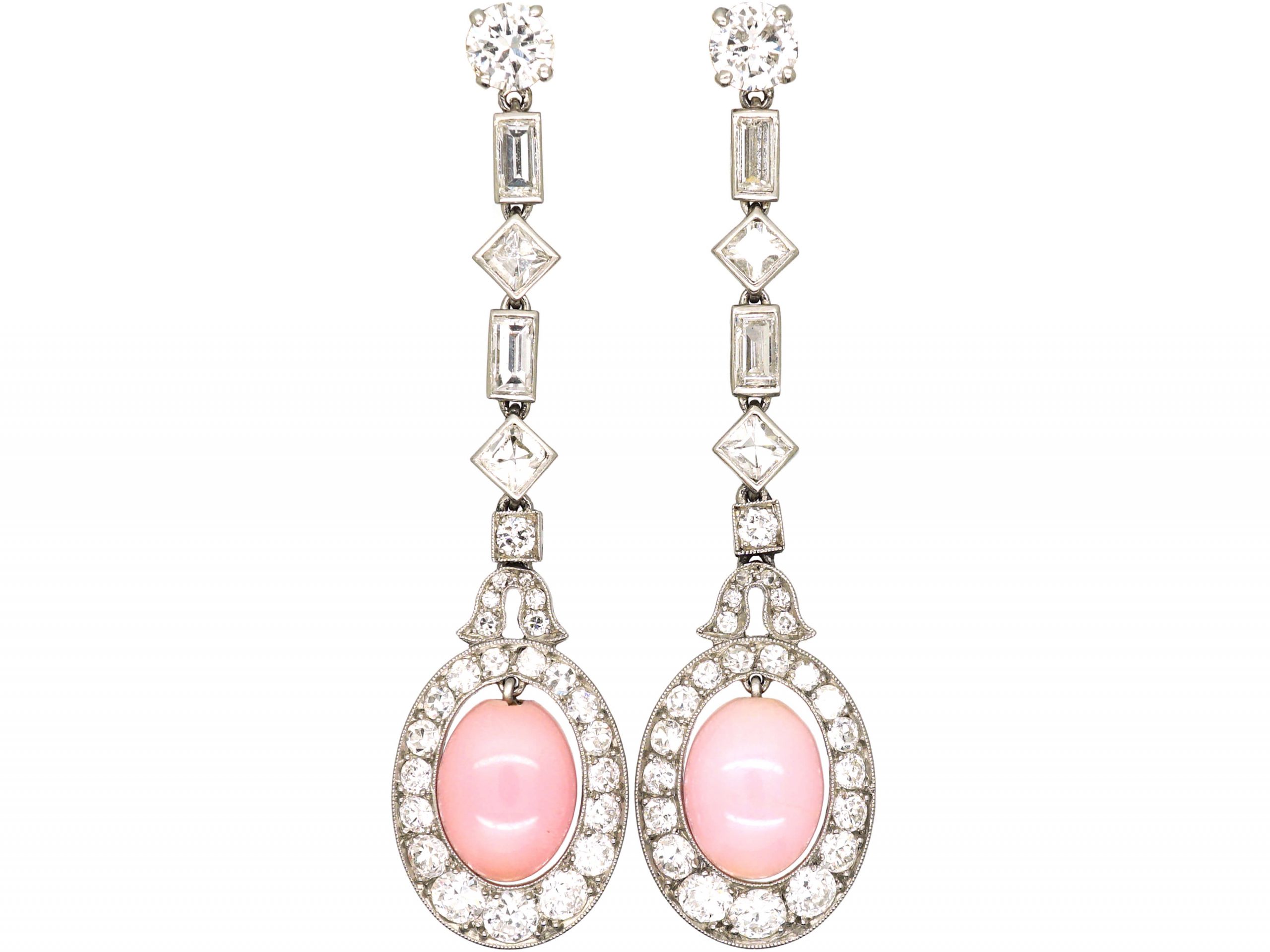 Pink conch pearl earrings discount