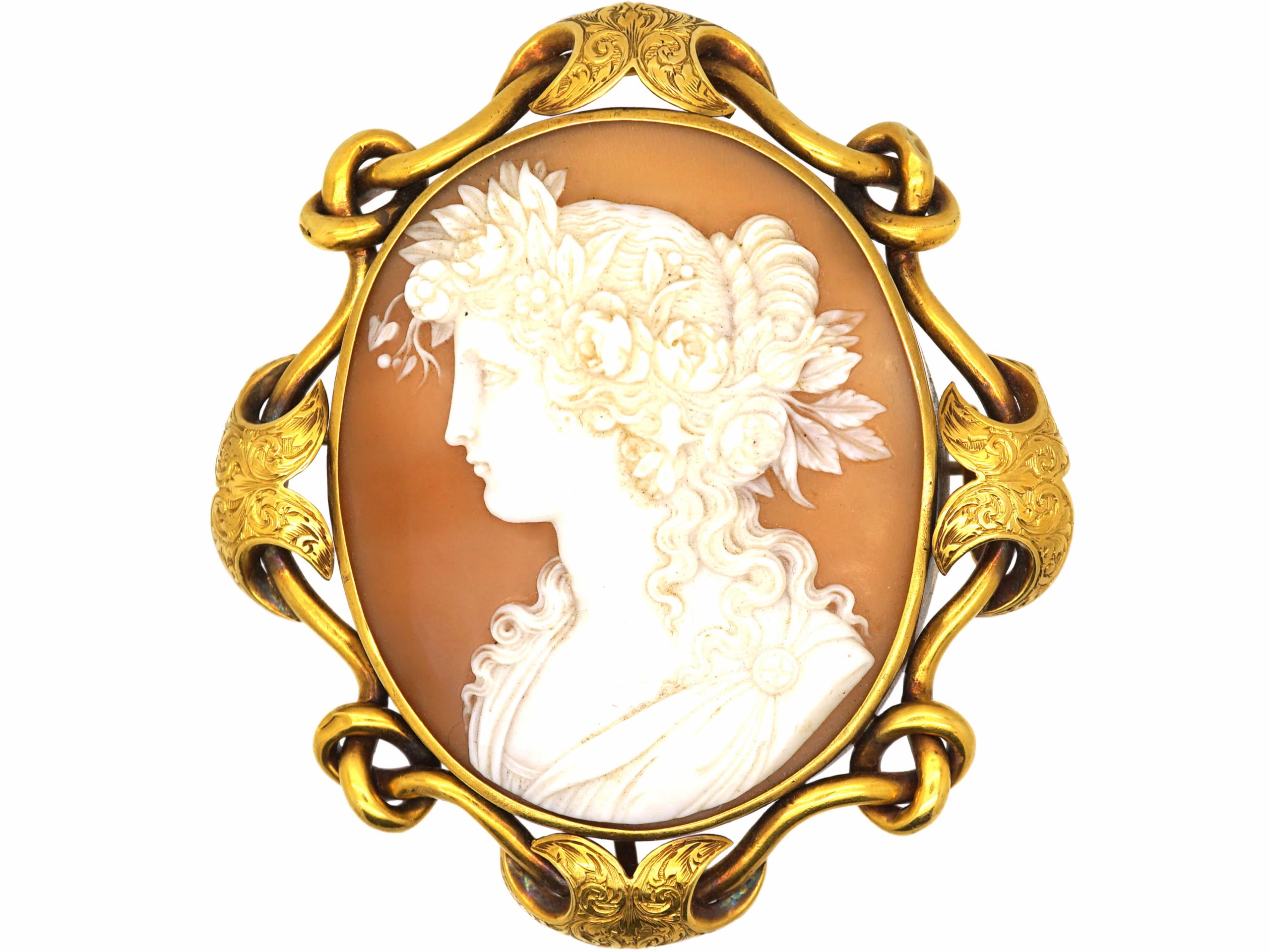 Antique Victorian Edwardian Gold Filled hotsell Carved Ornate Cameo Big Thick Brooch