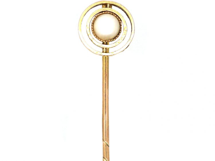 Edwardian 9ct Gold Tie Pin set with a Natural Split Pearl