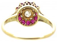 Edwardian 18ct Gold, Ruby & Diamond Cluster Ring